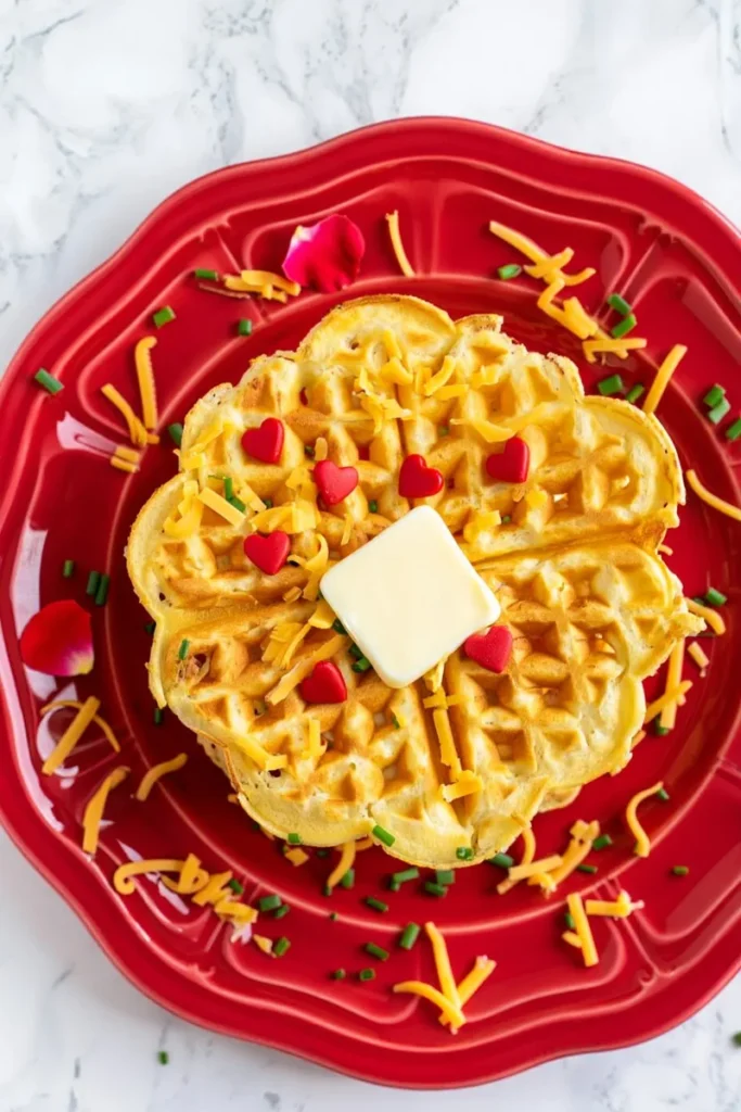 Heart Shaped Cheddar Waffles