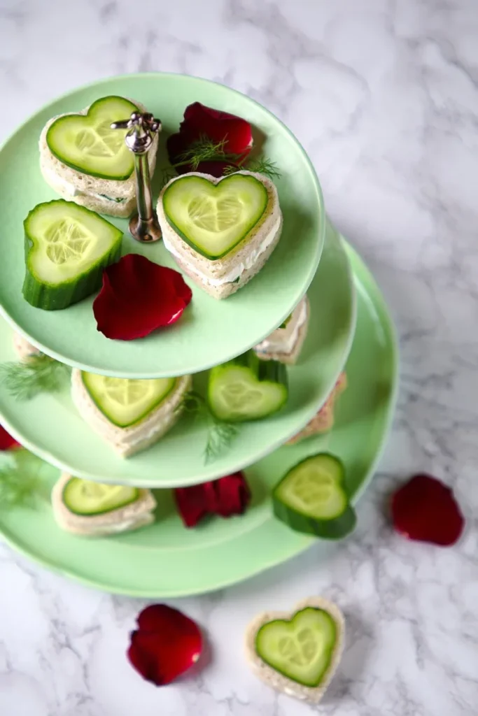Heart Shaped Cucumber Sandwiches
