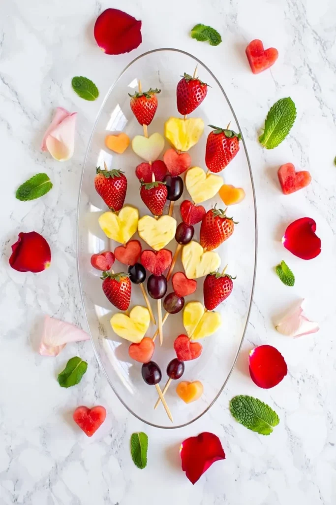 20 Easy Valentine's Day Snacks That'll Keep the Love Flowing All Day 9 Heart Shaped Fruit Kabobs