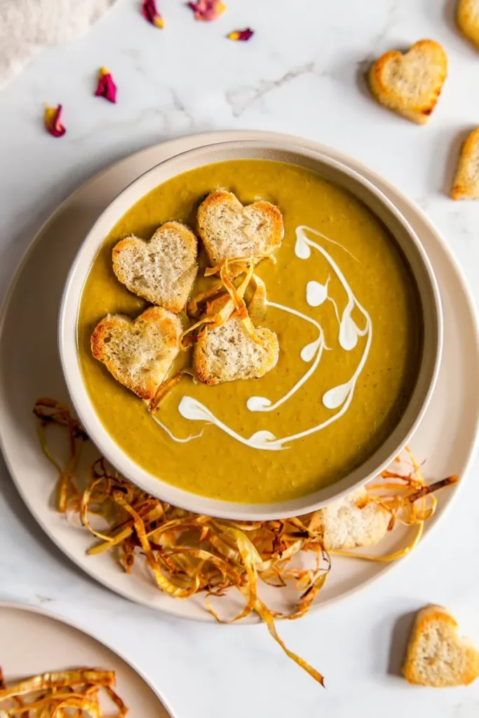Leek Chestnut Soup with Croutons