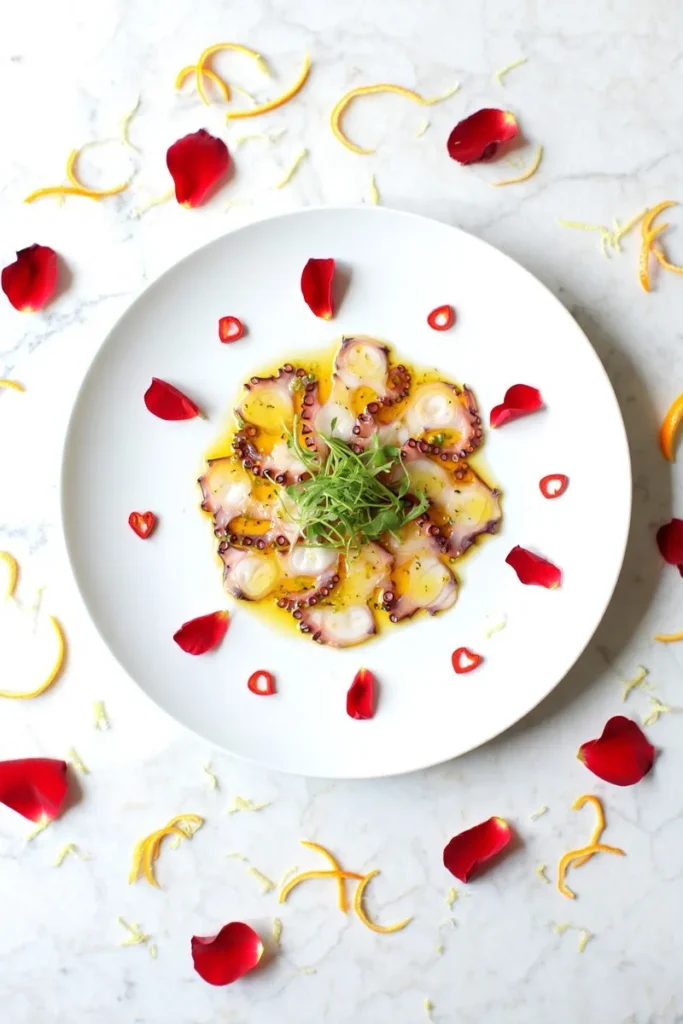 Octopus Carpaccio with Citrus and Chili Oil