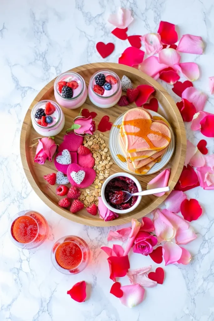 Pink Sunrise Breakfast Board round wooden tray