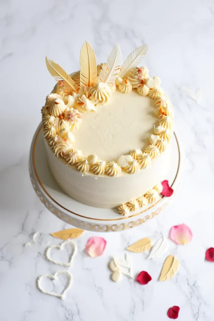 20 Valentine's Day Cake Decorating Ideas That'll Turn Your Bake into Art 12 Quill Feather Piped Border Accents