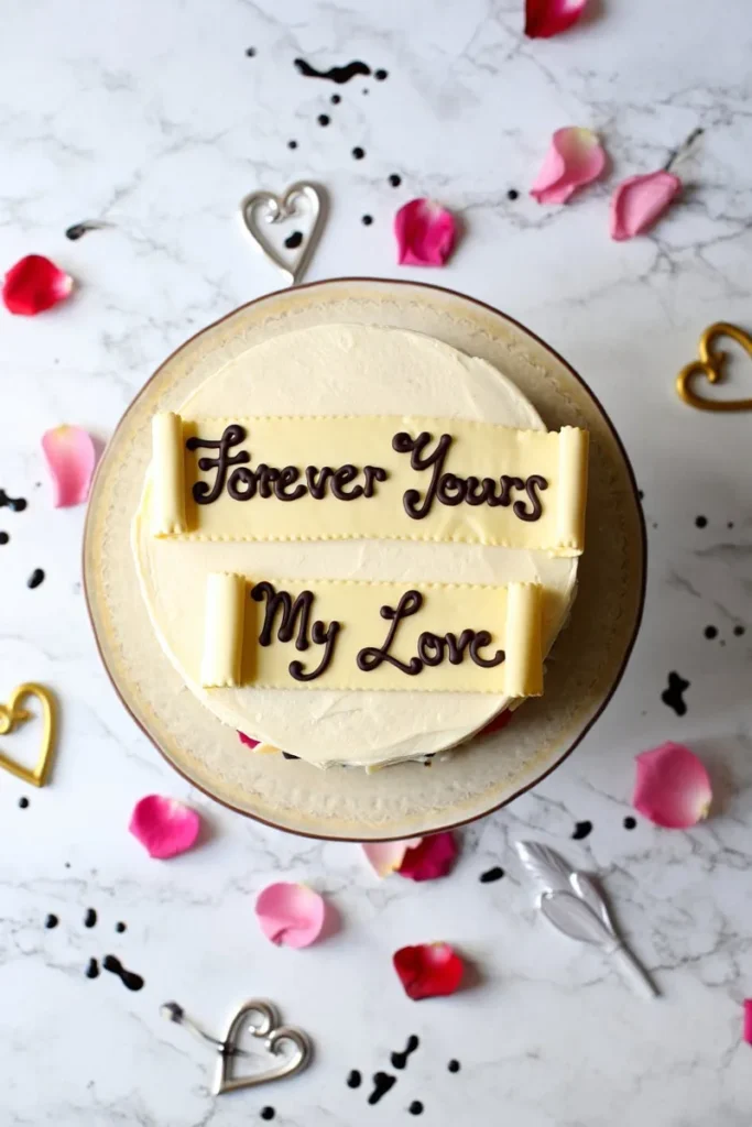 20 Valentine's Day Cake Decorating Ideas That'll Turn Your Bake into Art 5 QuillPenned Love Letter Scroll Design