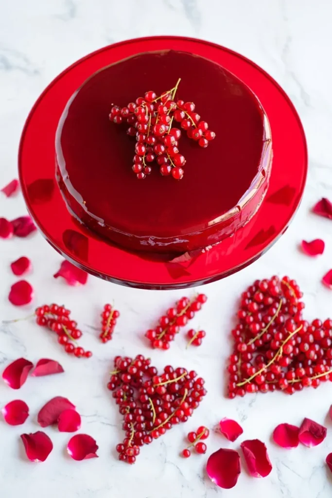 Red Currant Jelly Mirror Glaze Cake