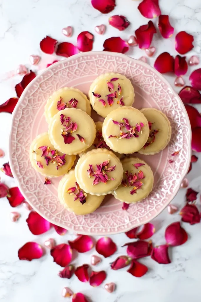 Rose Petal Decorated Shortbread
