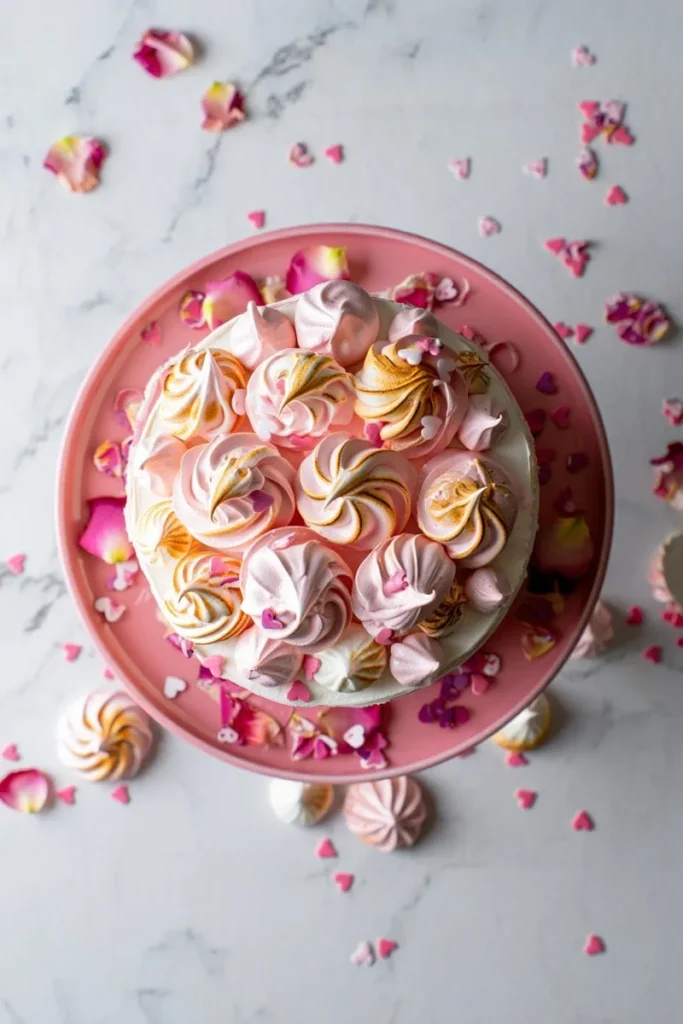 Rose Pink Swiss Meringue Swirl Cake