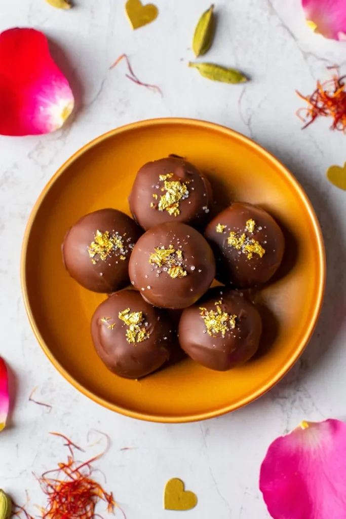 Saffron Cardamom Milk Chocolate Truffles