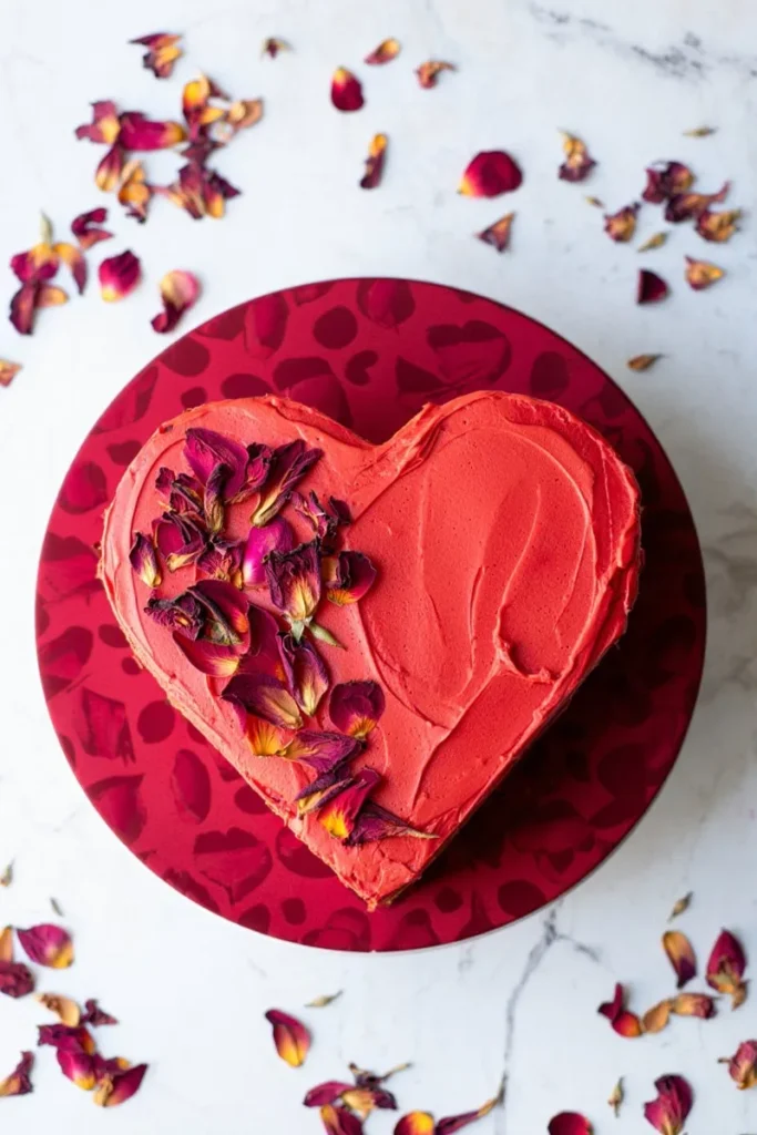 Scarlet Heart with Pressed Rose Petals