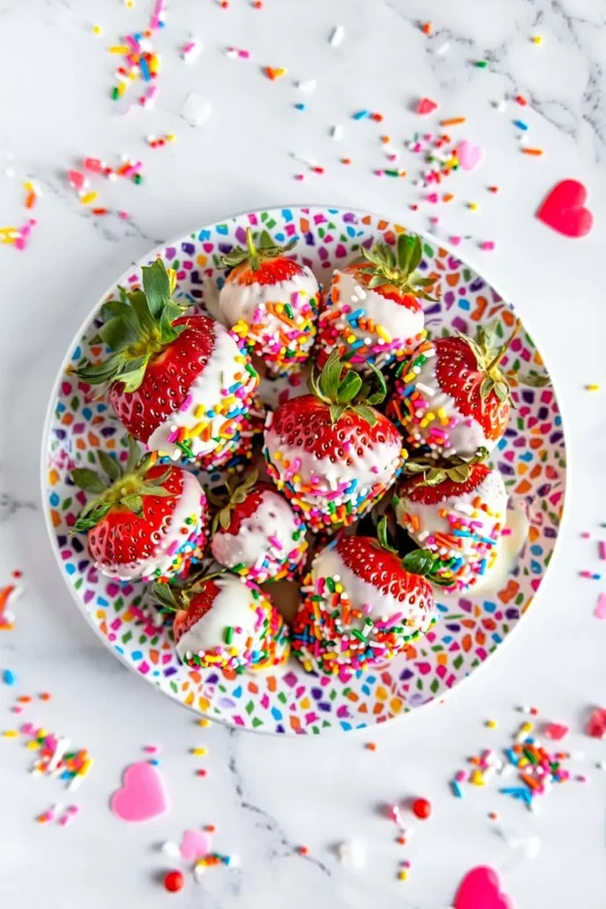 20 Chocolate Covered Strawberries That'll Make Your Valentine's Day Extra Sweet 10 Sprinkle Covered Rainbow Strawberries
