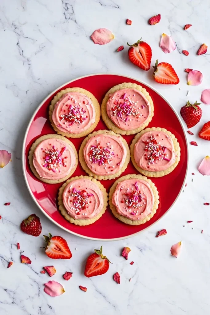 Strawberry Frosted Sugar Cookies