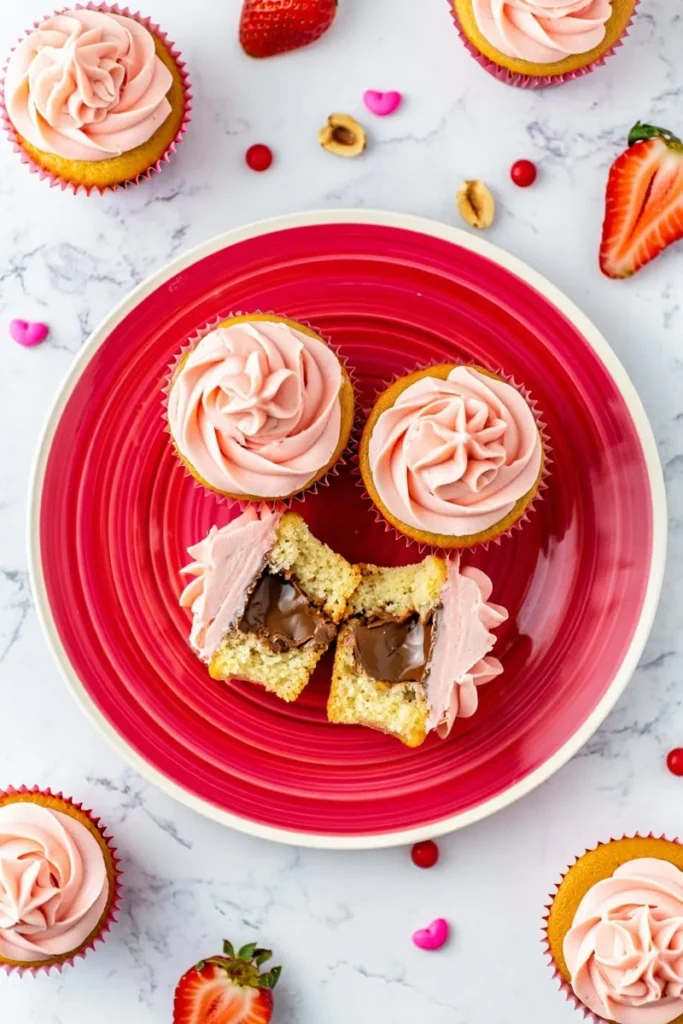 20 Valentine's Day Cupcakes That'll Make Anyone Fall Hard 8 Strawberry Nutella Stuffed Cupcakes