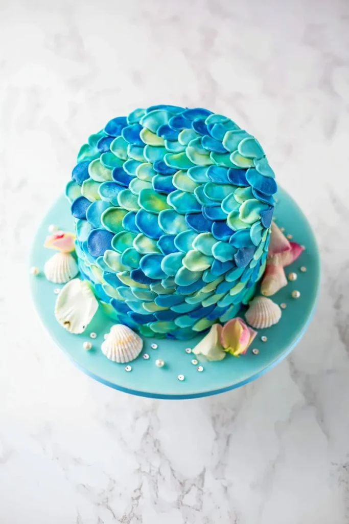 20 Valentine's Day Cake Decorating Ideas That'll Turn Your Bake into Art 15 Underwater Mermaid Scale Shimmer