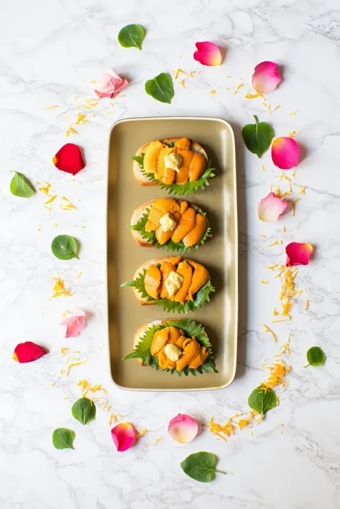 Uni Toast with Yuzu Butter and Shiso Leaves