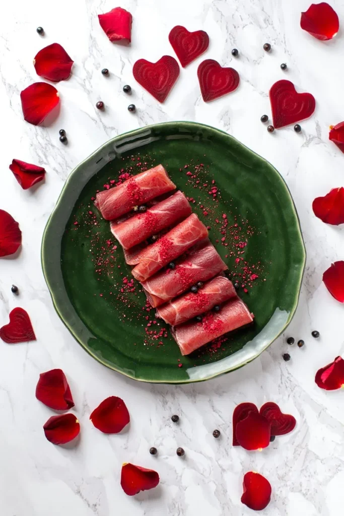 Venison Carpaccio with Juniper Berry and Beetroot Dust