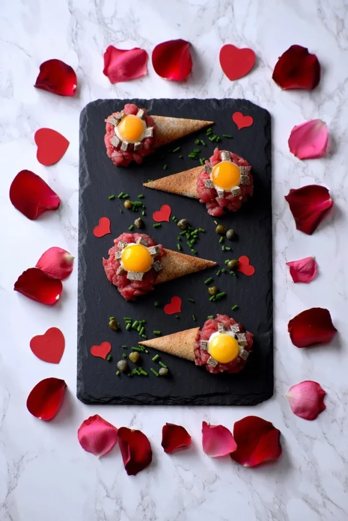 Wagyu Beef Tartare with Quail Egg and Black Truffle Shavings