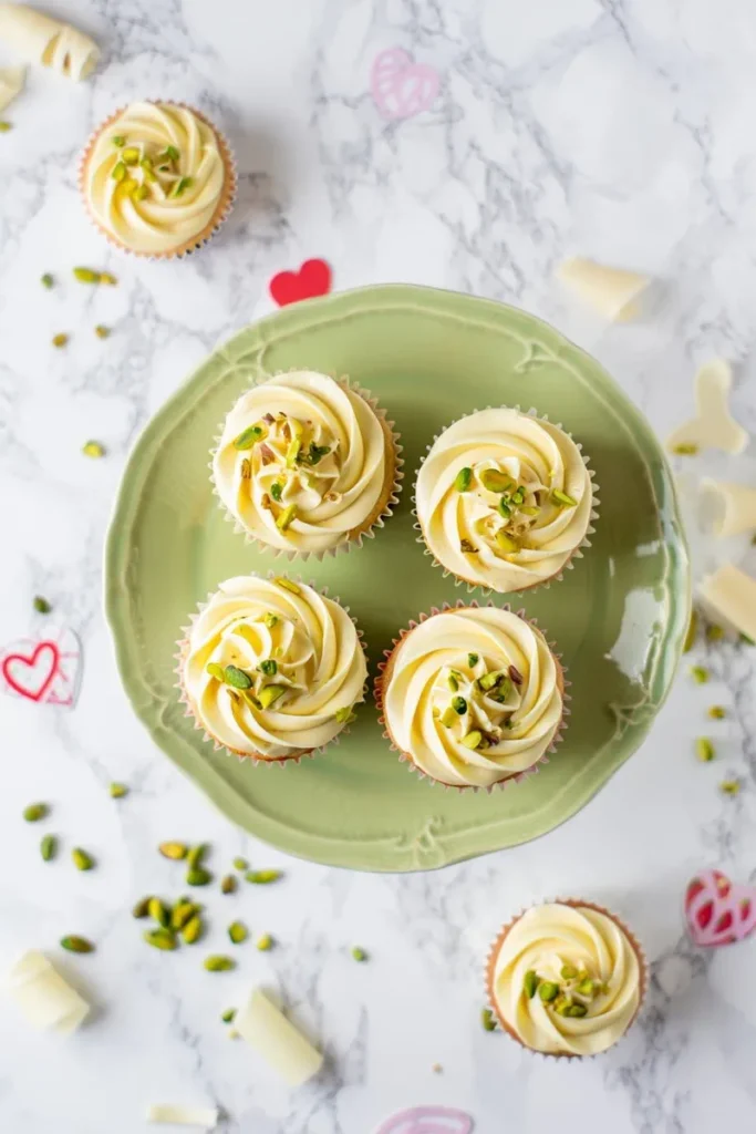 20 Valentine's Day Cupcakes That'll Make Anyone Fall Hard 14 White Chocolate Pistachio Cupcakes