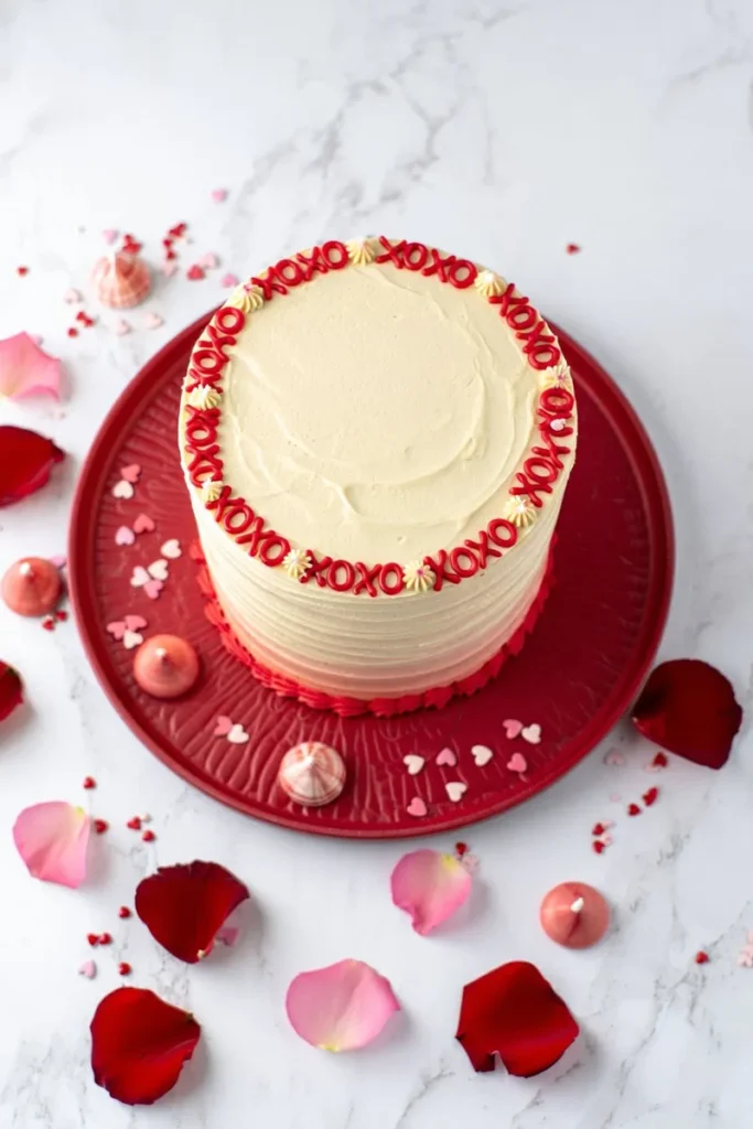20 Valentine's Day Baking Ideas That'll Make Your Kitchen Smell Like Love 16 XOXO Piped Side Cake