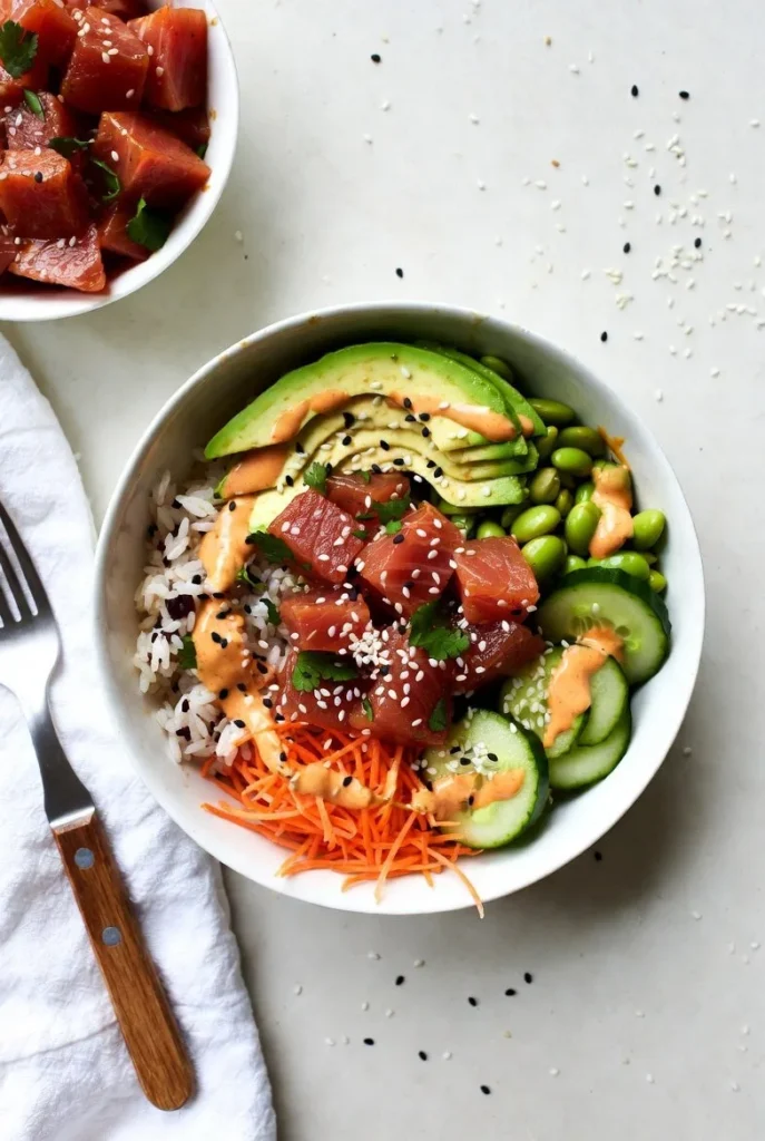 Aesthetic School Lunch Ideas 4 Poke Bowl