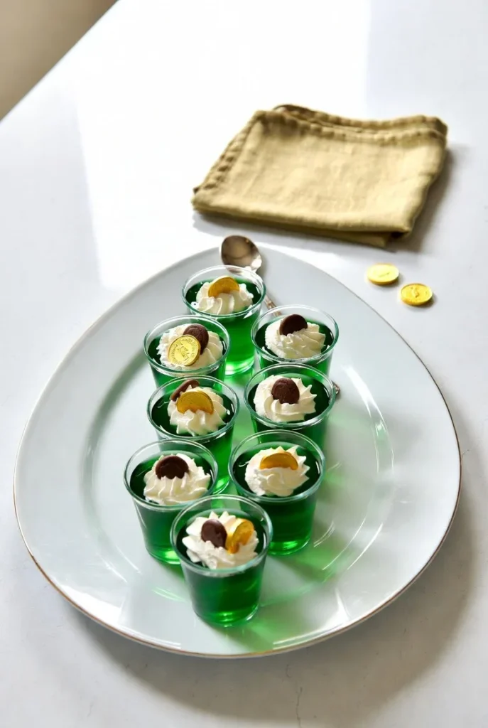 Pot of Gold Jello Cups bright green Jello cups set
