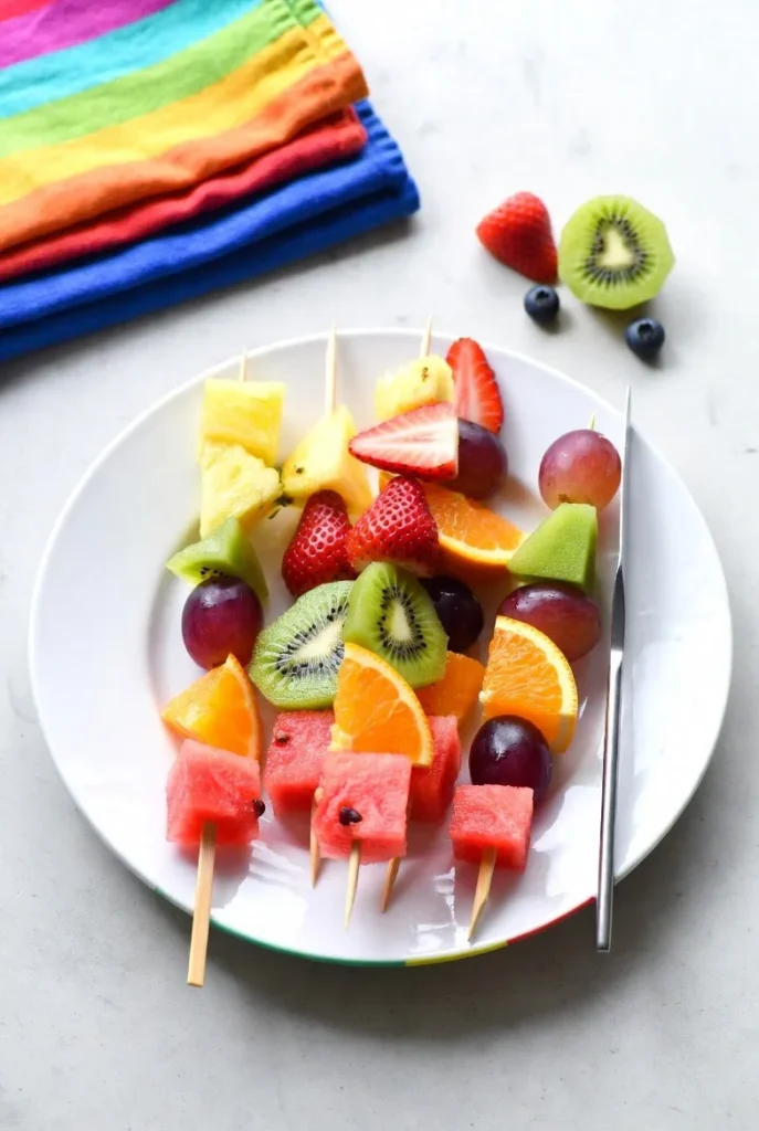 Sweet After School Snacks 8 Rainbow Fruit Kabobs