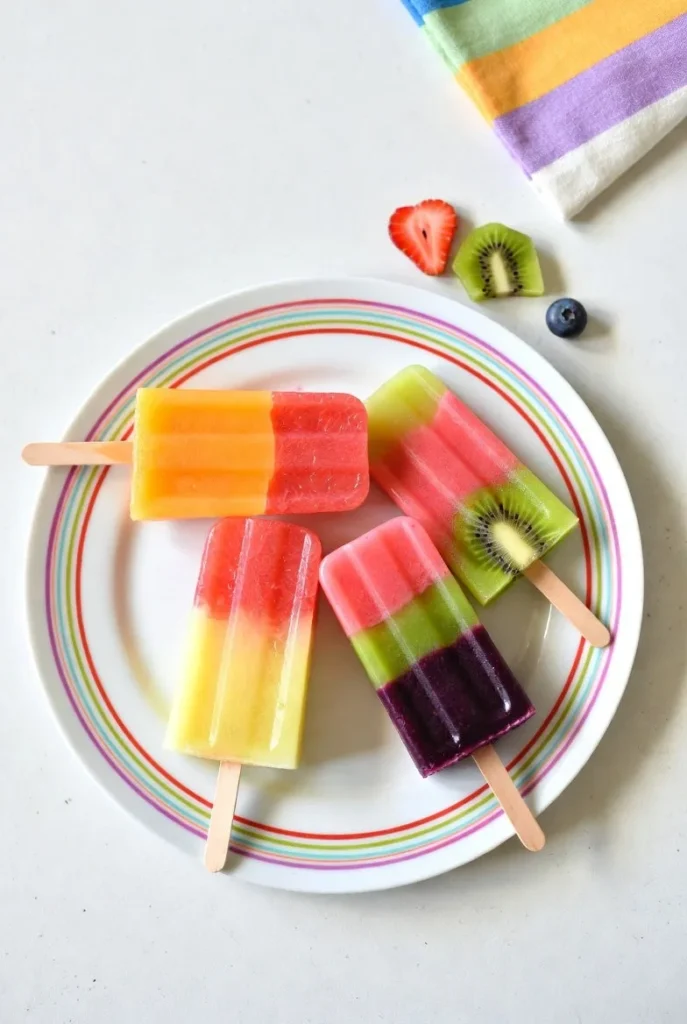 Rainbow Fruit Popsicles