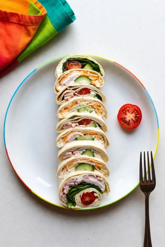 Aesthetic School Lunch Ideas 2 Rainbow Pinwheel Sandwiches