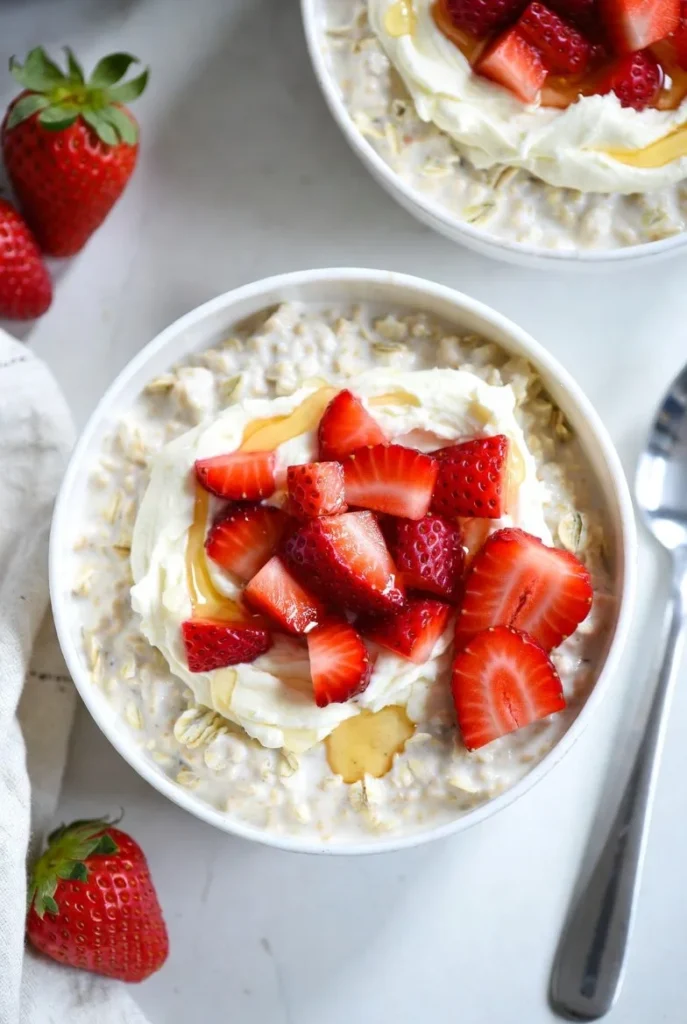 Quick Healthy Breakfast Meal Prep 4 Strawberry Cheesecake Overnight Oats A Delicious Breakfast Treat