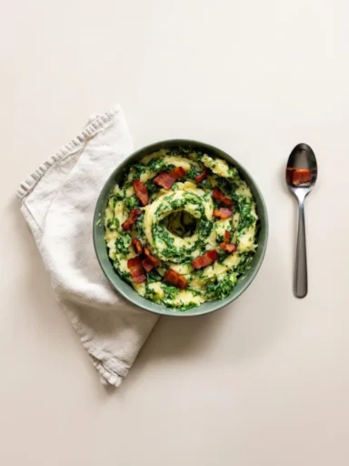 Creamy Mashed Potatoes with Kale and Bacon
